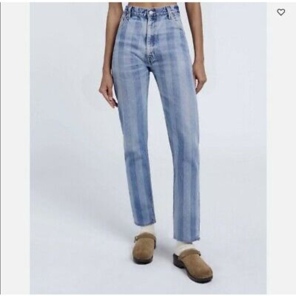 Re/done Levi’s vertical stripe high waisted straight leg 90’s jeans
